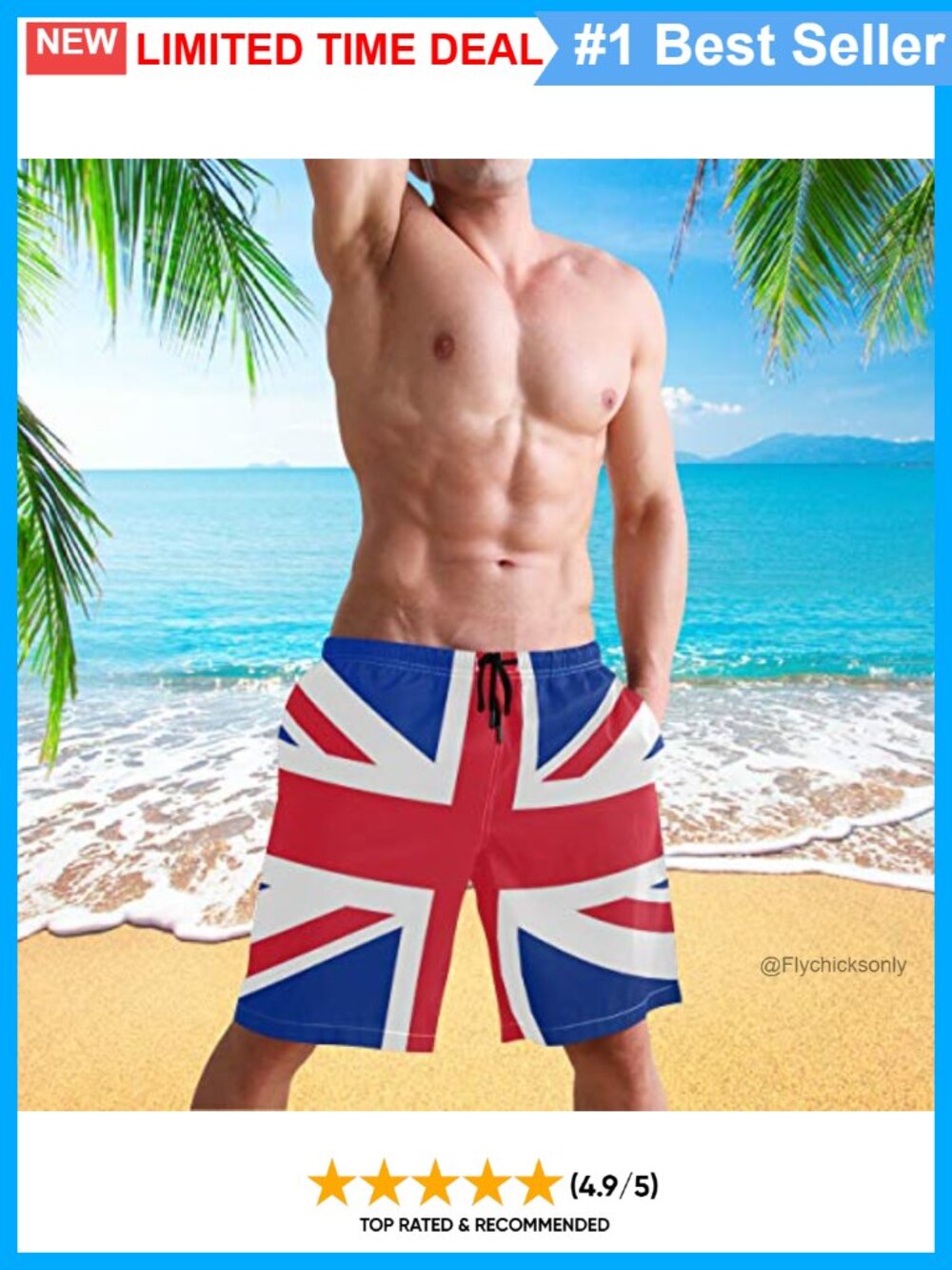 Men's Swim Trunks with Mesh Liner Polyester Beach Shorts